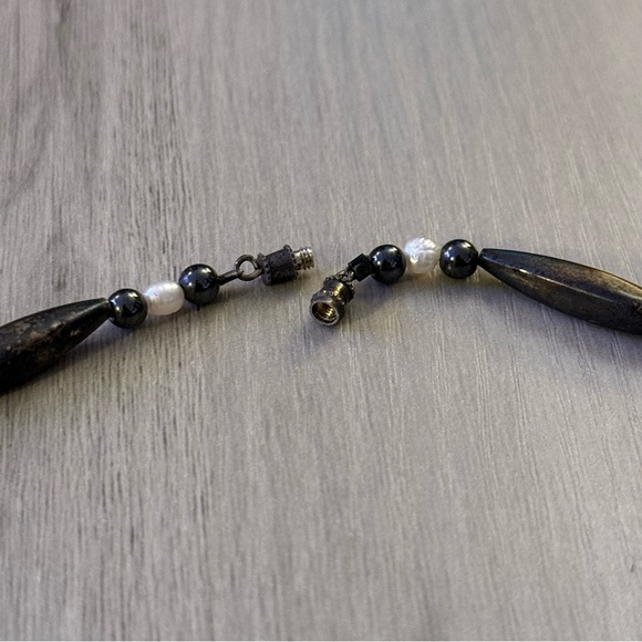 Vintage 90s Handmade Natural Stone & Pearl Necklace OOAK - Picture 5 of 6